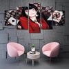Девушка Играет в Карты Рамка Постер 5 Штук Японский Стиль Юмеко Джабами Настенное Искусство Печать Модульная Холст Картина Декор Дом Аниме Фото