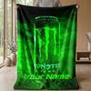 Monster Energy Custom Flannel Throw Blanket Print Your Name Text Soft Warm Blanket Holiday Present