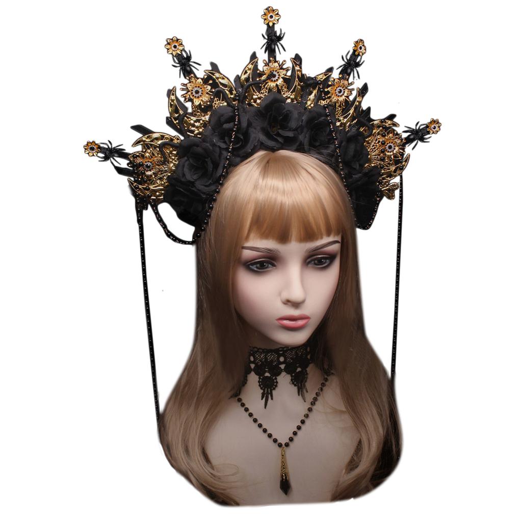 DIY Flower Spiked Crown Hair Hoop Vintage Pageant Hair Accessories for Baroque Wedding Headband Bridal Photo Props