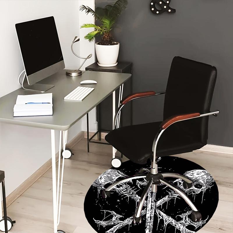 1pc Office Carpet Chair Mats Skulls and Crossbones Emblem Perfect for Decorating Office Chairs, Living Rooms, Or Bedrooms