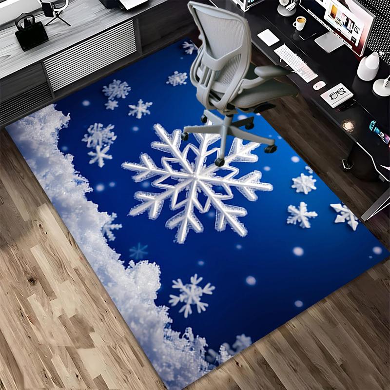 snowflake winter Crystal Velvet Office chair mat Area Rug - Non-Slip, Floor Mat, Office Desk Chair Rugs,Christmas Gift-1106105