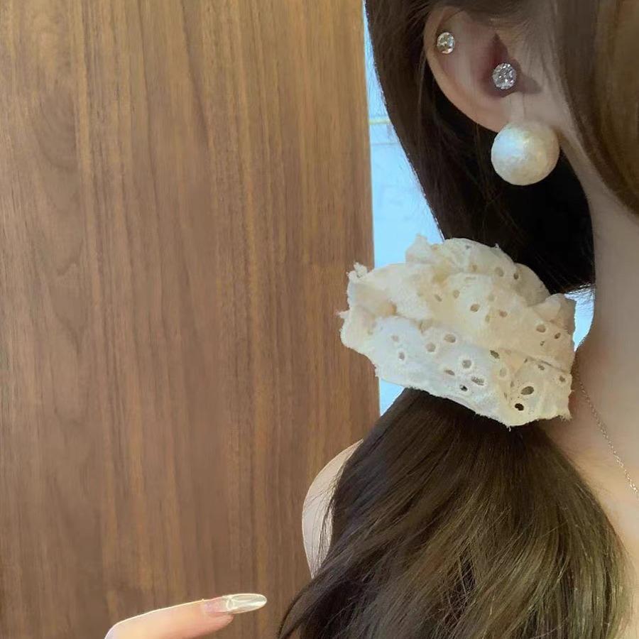 Кружевная повязка для волос Mori Толстая кишка Головная веревка Французская ретро-веревка для волос для девочек Завязанная резинка для волос