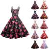 Women's Casual Fashion Print Sexy Off Shoulder Punk Retro Dress Retro Dress Dress