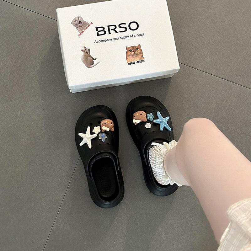 Тапочки женские модные универсальные повседневные милые летние новые пляжные туфли крутые тапочки обувь с отверстиями