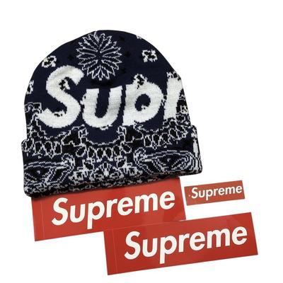 [Б/У] Шапка бини Supreme Bandana с большим логотипом темно-синего цвета