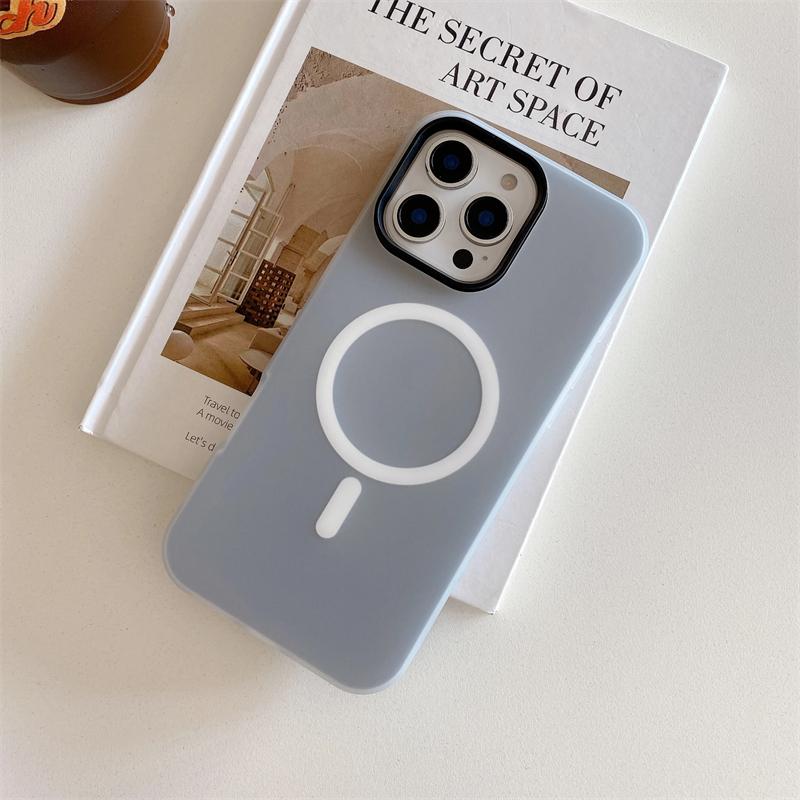 2 In 1 Candy Color For Magsafe Matte Case For iPhone 16 Plus 15 14 13 12 11 Pro Max Magnetic Wireless Charging Shockproof Phone Cover