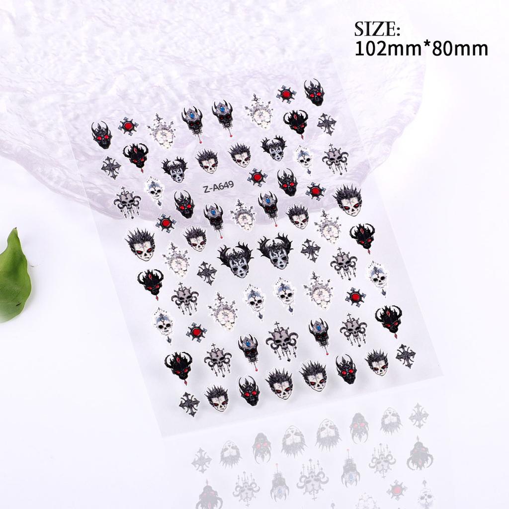 5D Embossed Nail Art Sticker Halloween Cartoon Spider Web Ghost Pumpkin Lantern Nail Adhesive Sticker