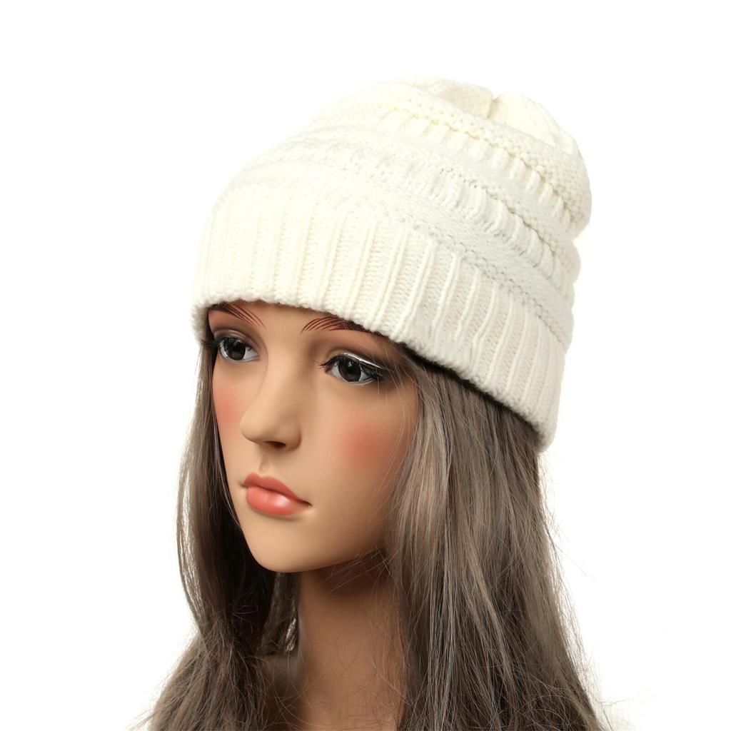 New Autumn And Winter Wool Cap European And American Women's Capped Cap Warm Knitted Cap Simple Solid-Coloured Cap