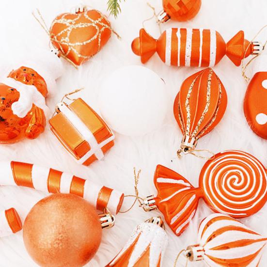 16 шт. Рождественские шары, украшения для елки, пластиковые трости, леденцы, колокольчики, подвесные украшения, праздничные принадлежности для вечеринок