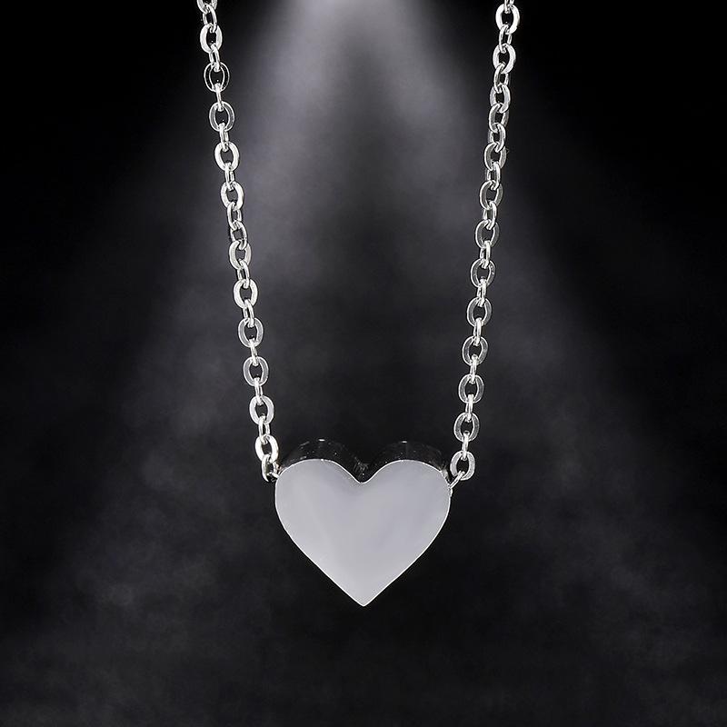 Stainless Steel Dainty Tiny Heart Necklace Silver Plated Tiny 3D Love Charm Choker Necklace For Women Pendant Jewelry Gift