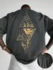 Pure Cotton Unisex Geometric Triangle T Shirt Mountain Sun Moon Nature Print Short Sleeve Tee Unisex Unisex Streetwear