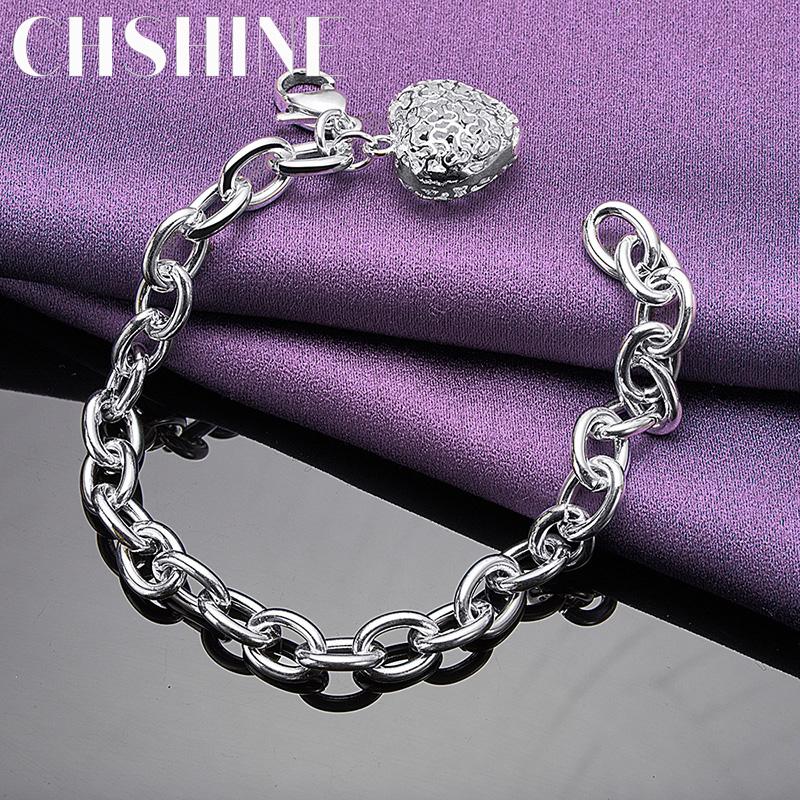 CHSHINE 925 Sterling Silver Hollow Heart Bracelet For Women Wedding Fashion High Quality Jewelry