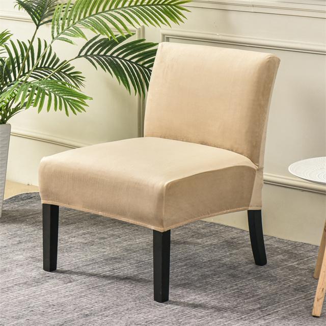 Velvet Armless Chair Cover Solid Single Sofa Slipcover Nordic Accent Stretch Chair Covers Elastic Cheap Couch Protector Cover