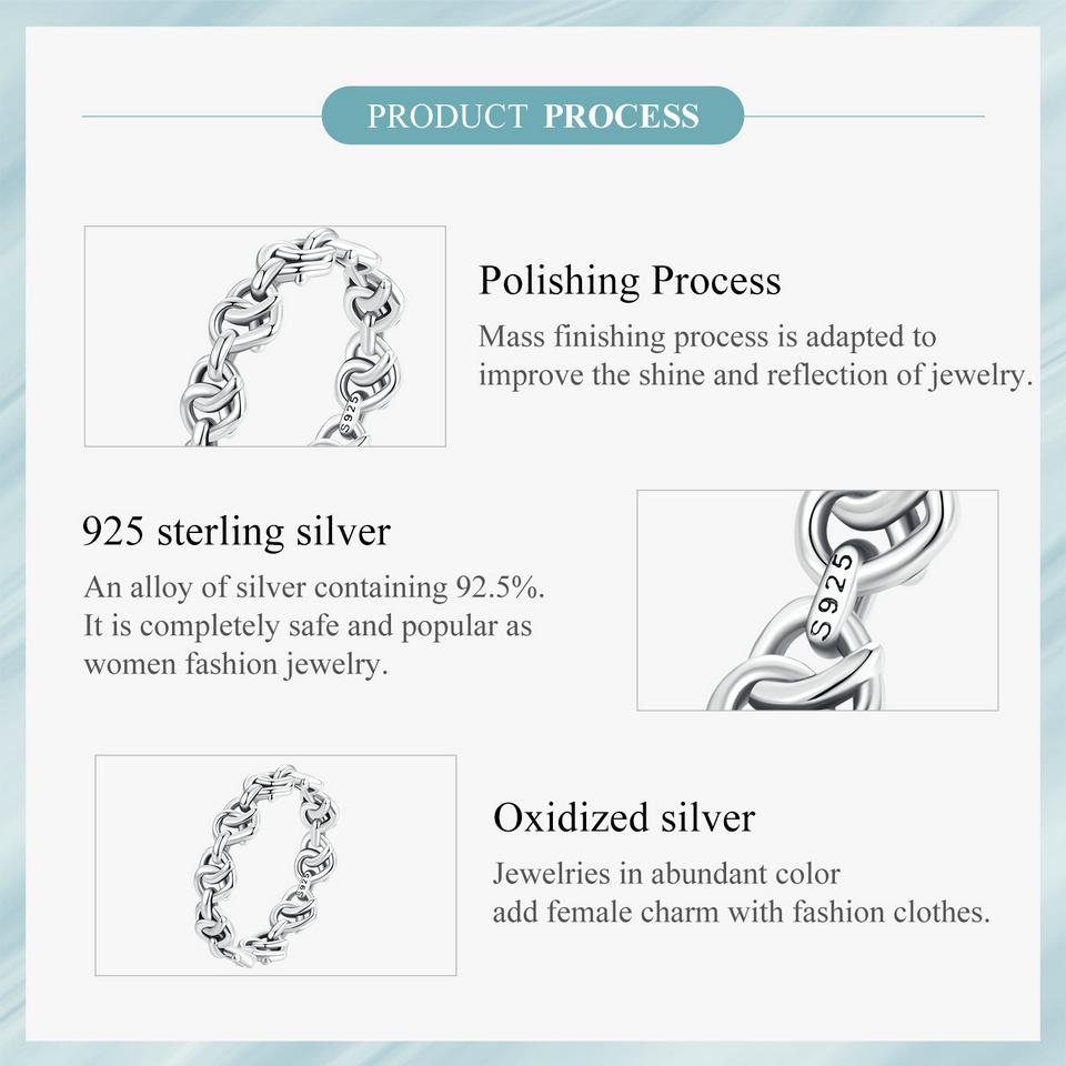 WOSTU Кольцо из стерлингового серебра 925 пробы с сердцем и сердцем для женщин, винтажное s925, европейское винтажное кольцо с выдолбленным звеном цепи, подарок на вечеринку