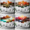 5 Panels Landscape Waterfall Autumn Forest Fall Tree Canvas Painting Posters and Prints Wall Art Pictures Home Decor No Frame