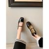 Sheepskin Version Big Gold Buckle Square Head Buckle with Flat Bottom Mary Jane Single Shoes Women's Commuter Shoes Wedding Shoes