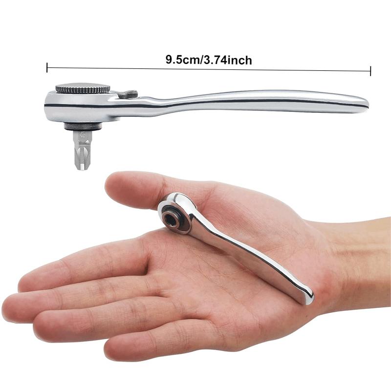 1pc Mini Ratchet Wrench 1/4 Socket Bidirectional Forward And Reverse Quick Screwdriver Cross Multi-function Set-Interface