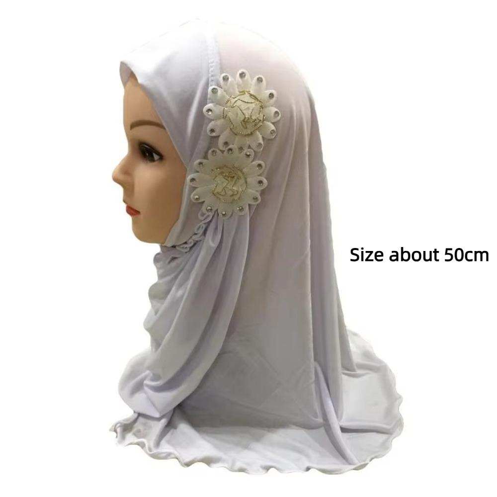 Эластичные детские хиджабы 50 см Исламские шарфы шали Девочки Мусульманский хиджаб Молитвенная шапочка Для девочек от 2 до 7 лет