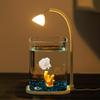 Desktop Landscape Fishbowl Fighting Fish Desktop Fishbowl Aquarium Tank With Night Light And Green Crystal For Fish Shrimp Small