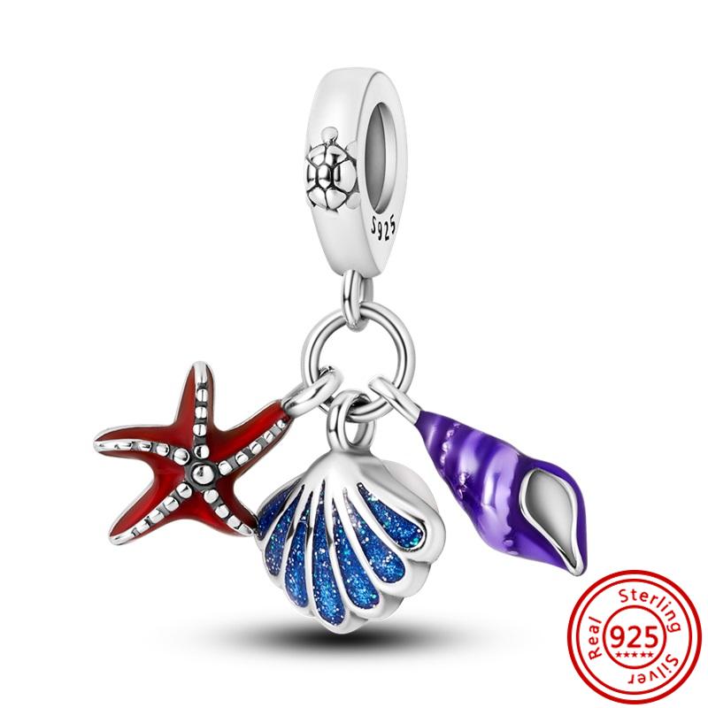 925 Silver Charms Bead Elephant Dolphin Shell Charm Bead Pendant Fits Bracelet Womens Jewelry Gifts