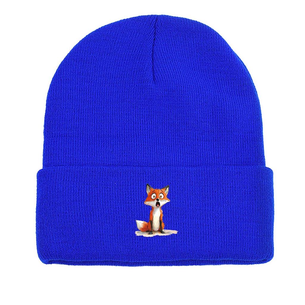 Зимняя вязаная шапка с изображением лисы из мультфильма, шапка-манжета с изображением женщины-животного, модные шапки-бини с помпоном, вязаная шапка-бини