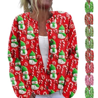 Женский рождественский свитер Милый забавный рождественский свитер Осень и зима Свитер с длинным рукавом вязаный