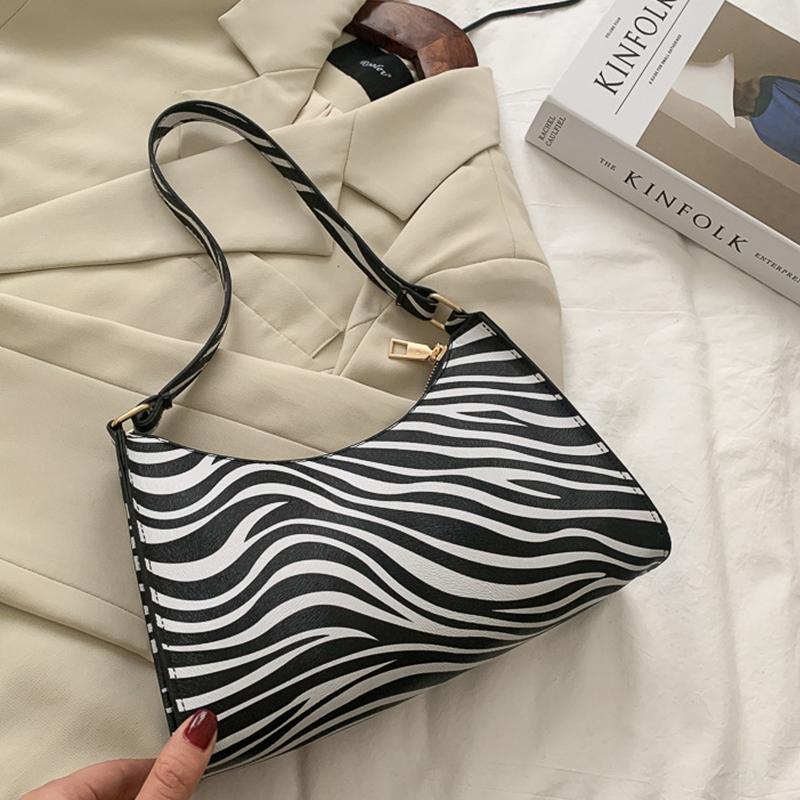 Fashion Zebra Print Women Handbag PU Leather Simple Underarm Shoulder Bags Female Daily Design CLE