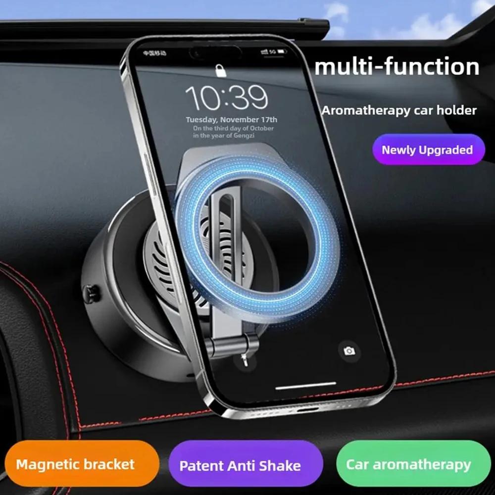 Electric Vacuum Adsorption Magnetic Suction Cup Phone Mount with Aromatherapy 360 Degree Rotation Bracket Cell Phone Holder