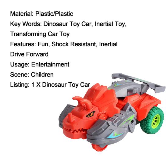 Игрушечная машинка-динозавр Милый мультяшный трицератопс Без батареек Инерционный привод Вперед Игрушка-машинка Забавный динозавр Трансформирующаяся детская игрушечная машинка