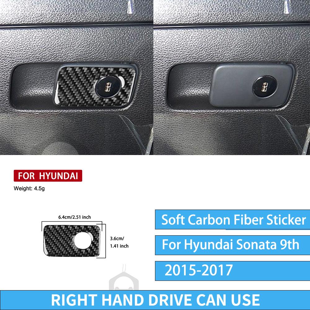 For Hyundai Sonata 9 2015 2016 2017 Glove Box Handle Real Carbon Fiber Sticker Car Interior Accessories