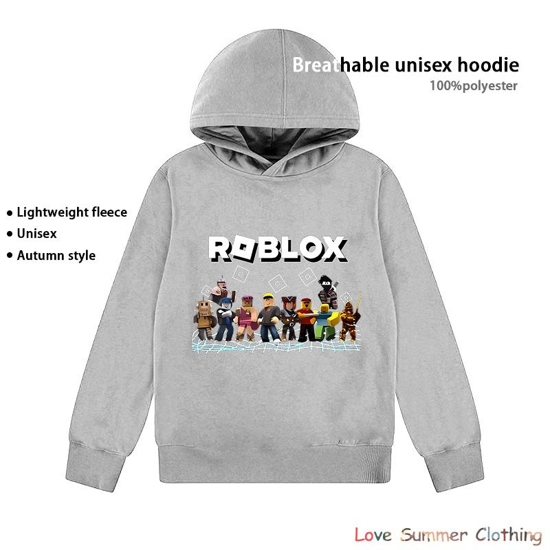 Толстовка с принтом Roblox Возраст 4-14 лет Унисекс легкие флисовые худи для осени Полиэстер Спортивный пуловер Повседневная носка Дышащая Без кармана Игровой принт