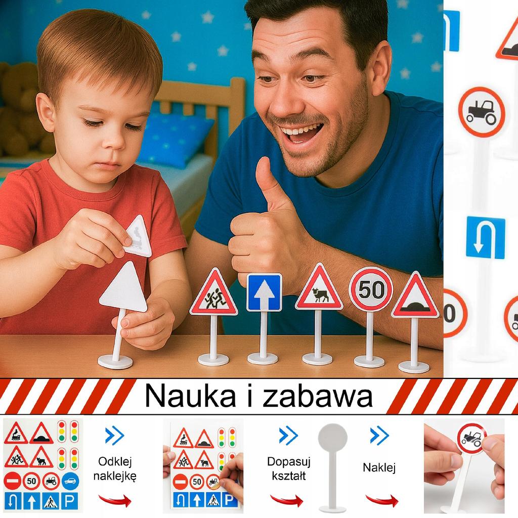 Znaki Drogowe Komplet Edukacyjne Dla Dzieci Zabawkowe 16 Sztuk