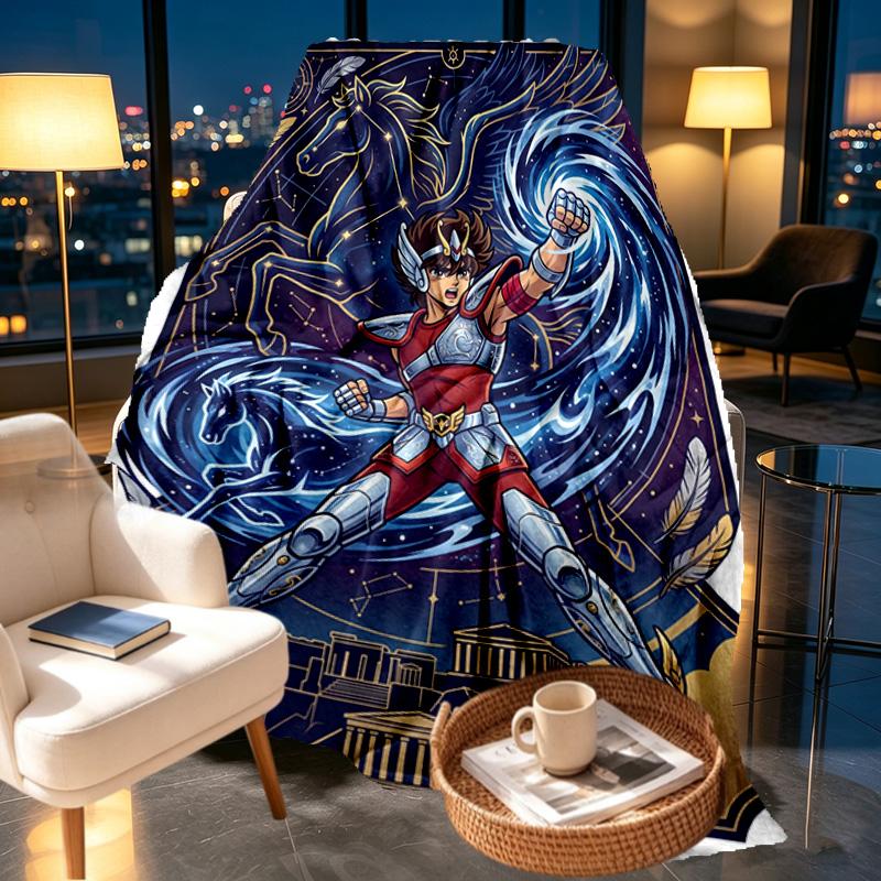 Saint Seiya Print Blanket - Soft & Comfortable, for Bedroom, Travel, Sofa, Home Decoration - Birthday Christmas Gift for Friend