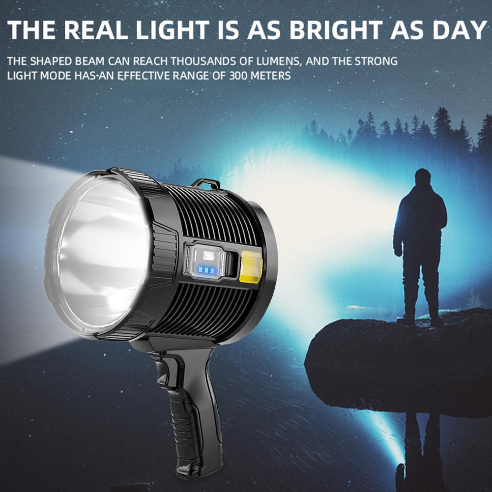Rechargeable Spotlight LED Handheld Hunting Flashlight Super Bright Spotlight with Solar Panel Searchlight Waterproof Spot Light