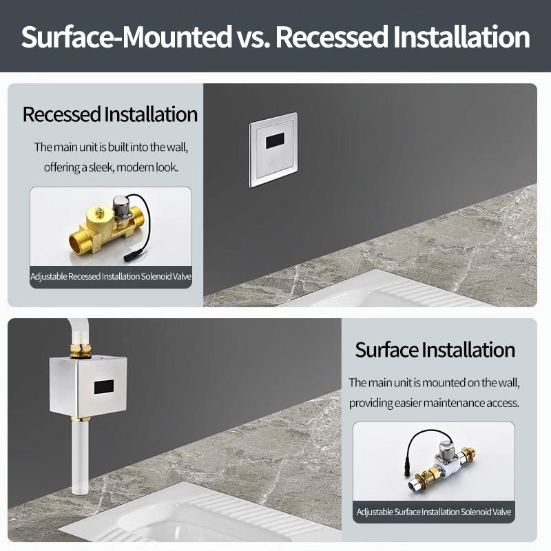 HLK DC Induction Brass Solenoid Valve Automatic Touchless Sensor for Hotel Toilet Flush Valve Water Saving Modern Design