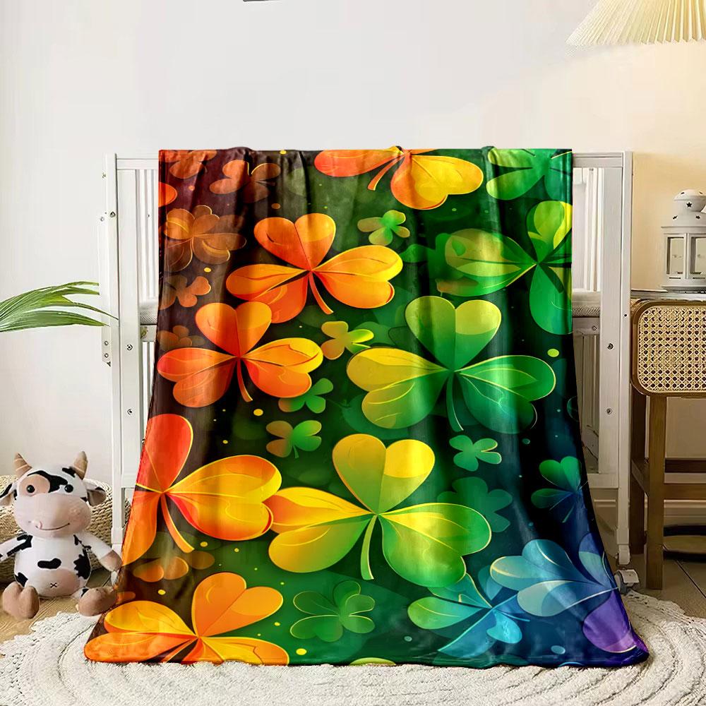 Colorful Shamrock Pattern print blanket soft and cozy perfect for the living room bed sofa or a nap,gift