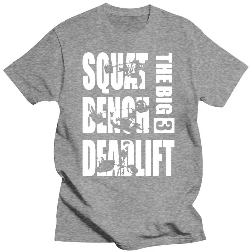 Забавные футболки для пауэрлифтинга Big 3 Squat Benches Deadlift с графическим принтом, уличная одежда из хлопка с коротким рукавом, футболка Harajuku