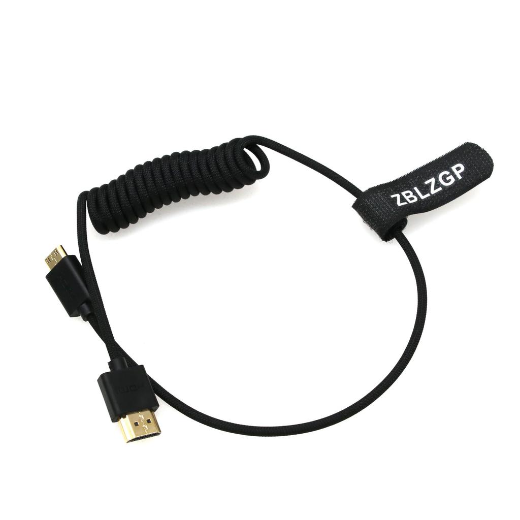 ZBLZGP 8K HDMI Тип HDMI Плетеный Совместимый с камерами Canon и Blackmagic Pocket Cinema HDMI к Черному кабелю, A, 2.1, Спиральный, Прямой/Левый угол,