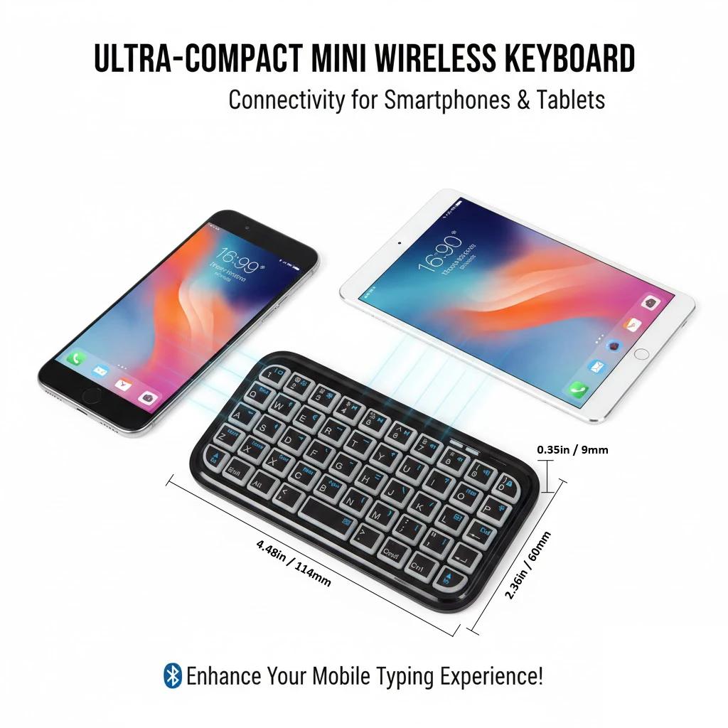 Мини-аккумуляторный тип Type-C Двухрежимный (Bluetooth + Проводной) RGB Подсветка Клавиатура Карманная Портативная 49 Клавиш для Планшетов Смартфонов