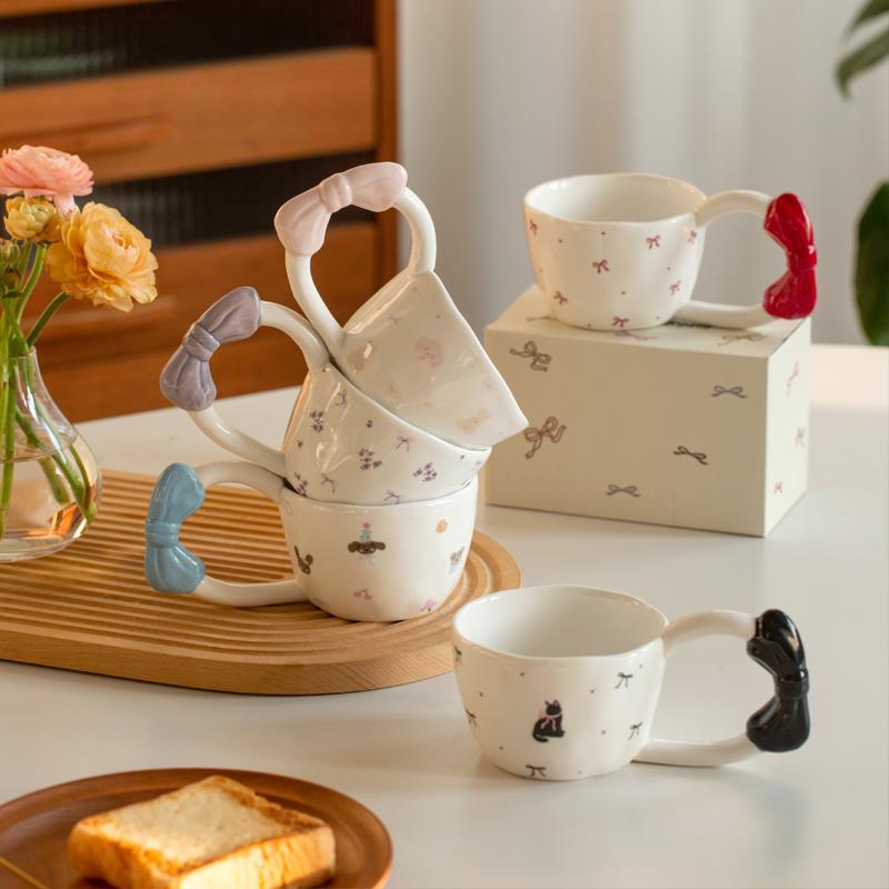 Изысканные мультяшные милые керамические кофейные чашки для домашнего завтрака, овсянки, молока, модные современные офисные кофейные чашки
