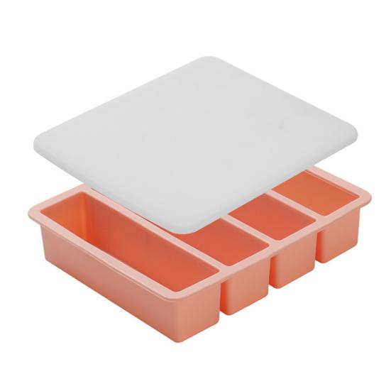 Форма для льда с крышкой Силиконовые формы для льда для морозильной камеры Штабелируемая Большая квадратная форма для льда для коктейлей, сока, кофе 4 ячейки Форма для приготовления кубиков льда