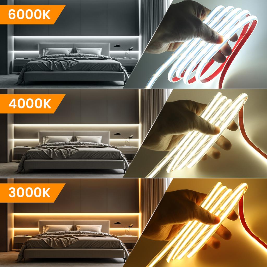 Водонепроницаемая COB лента IP68 3000K 4000K 6000K Гибкая лента DC 12V 24V Для наружного декора сада бассейна