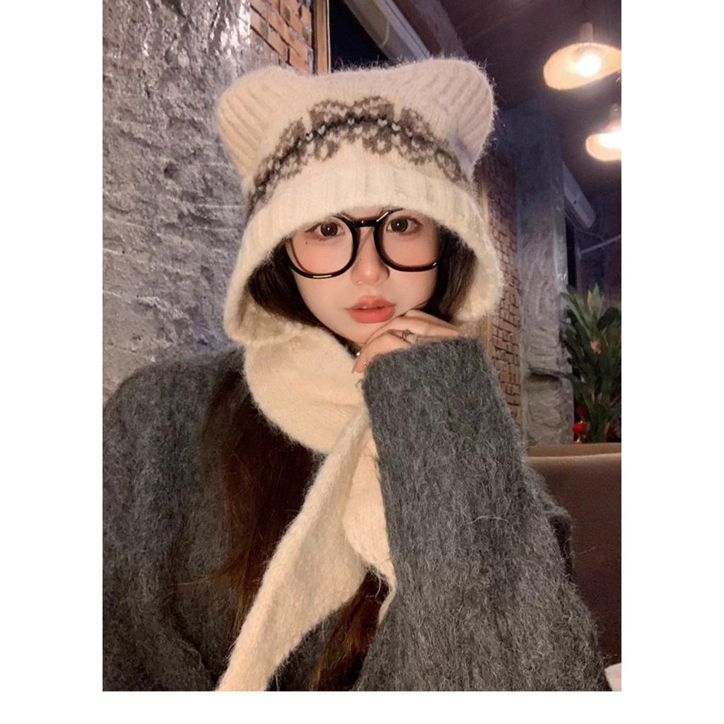 Knitted Hats, Women's Hats, Warm Hats, Windproof Hats, Ear-protecting Hats, Woolen Hats, Cold-proof Hats, and Woolen Hats