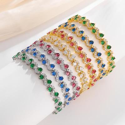 Экологичный красочный браслет из сплава класса люкс с драгоценным камнем говлитом для женщин