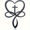 Iron Heart Cross Настенное искусство Черный металл Знак Любовь Вера Декор дома Уникальный свадебный подарок Спальня пары Гостиная Вдохновляющая скульптура