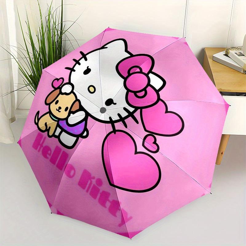 1pc Hello Kitty with Puppy Heart Umbrella with Plastic Handle,Suitable for All Seasons Home Travel Outdoor UmbrellaSanlio405