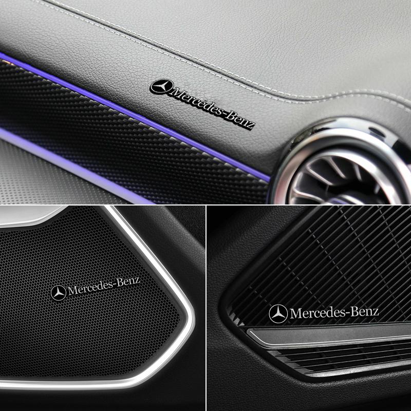 4pcs Car 3D metal Aluminum audio decorate Emblem Stickers for Mercedes-benz A C E S Class W203 W220 W206 W205 W211 C260 VC0