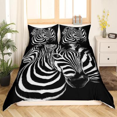 Комплект постельного белья с цифровой печатью 3D Zebra, комплект из трех предметов
