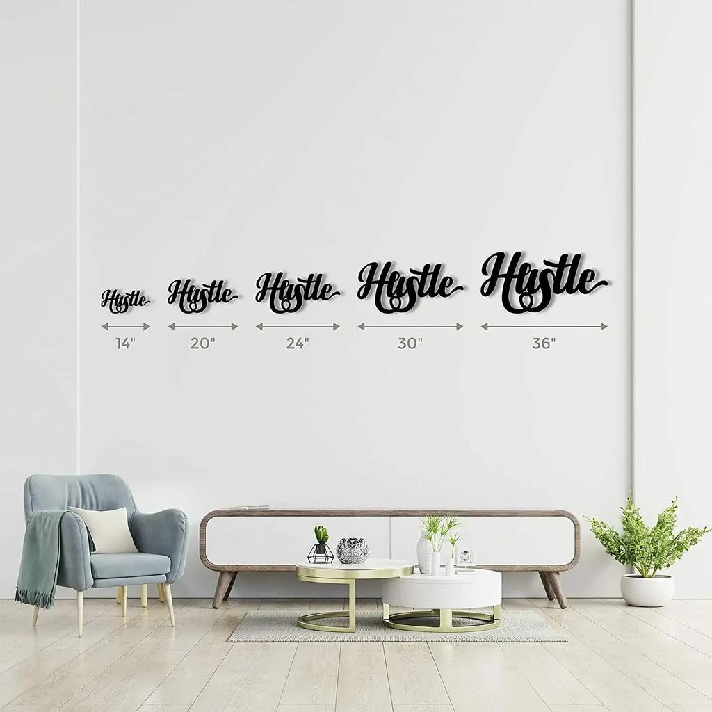 Настенный знак Hustle Metal, декоративный акцент в металлическом стиле, идеально подходит для гостиной и внутреннего декора, стильный штрих