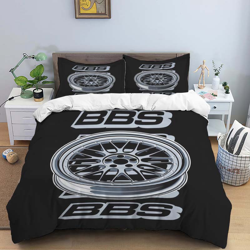 High-definition graphic printB-BBS-S-Style Wheel Rim Print Bedding Set (Duvet Cover & Pillowcases)  Bedroom Decor  Single/Double